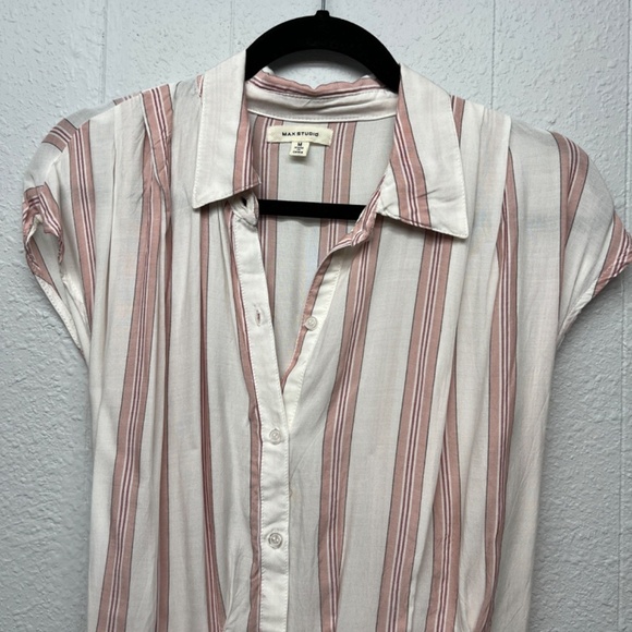 Max Studio Striped Top Womens Medium Business Casual Career Workwear Office - Picture 3 of 10
